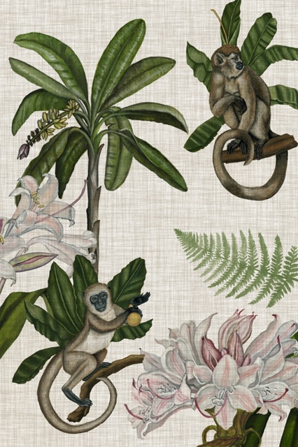 Tropical Monkey on Linen I