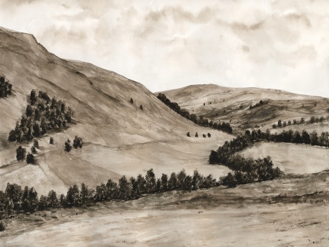 Sepia-toned Hills I