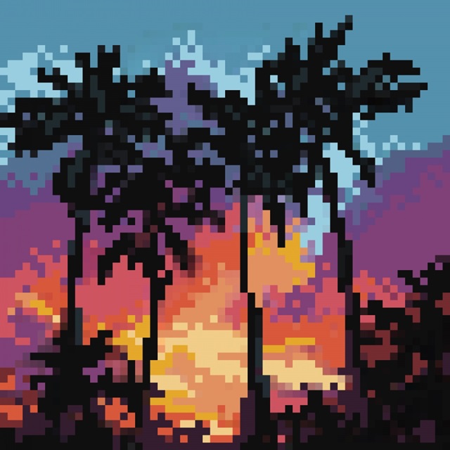 Pixel Palm Sunset I