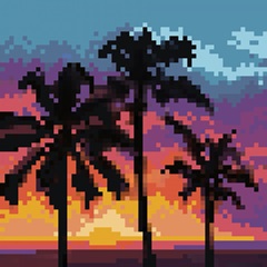 Pixel Palm Sunset II