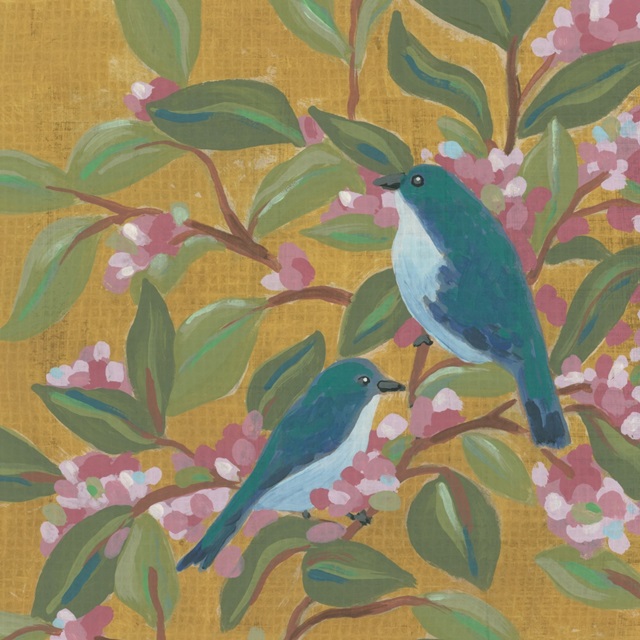 Floral Bluebirds I