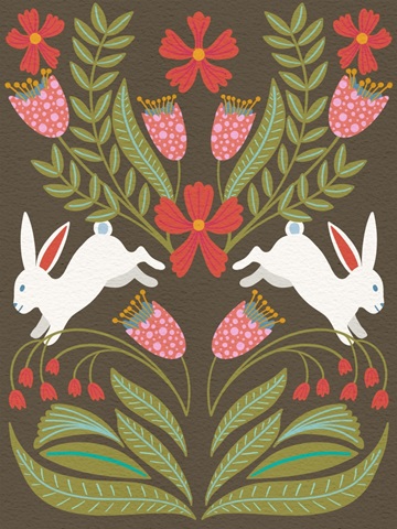 Folk Flower and Rabbit I