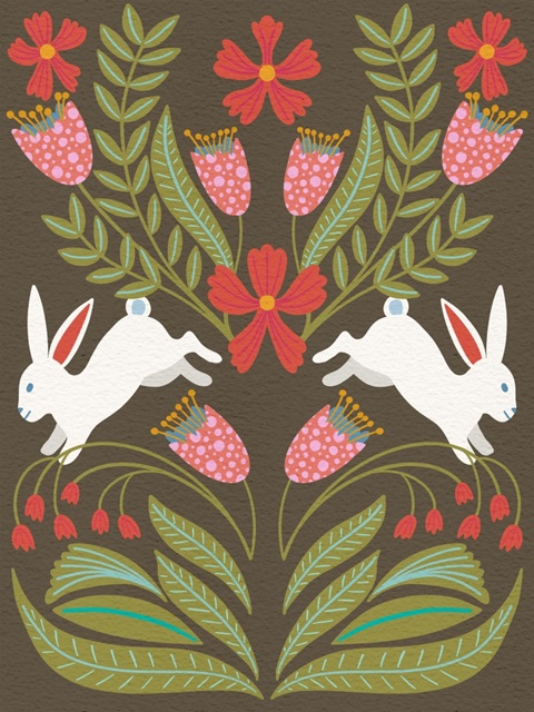 Folk Flower and Rabbit I