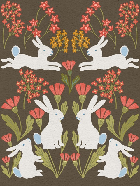 Folk Flower and Rabbit II