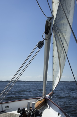 Sailing in the Chesapeake Bay off historic Annapolis, MD. I