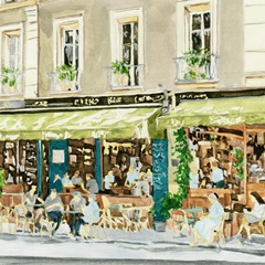 Parisian Green Cafe Scene I