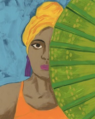 Woman with a Brightly Colored Fan I