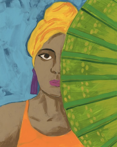 Woman with a Brightly Colored Fan I
