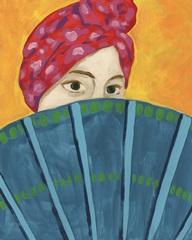 Woman with a Brightly Colored Fan III