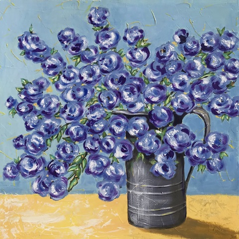 Blue on Blue Watering Can