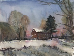 Cummingto Red Barn at Dusk