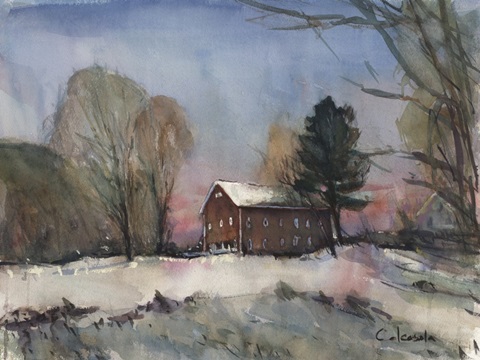 Cummingto Red Barn at Dusk