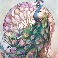 Stained Glass Peacocks I