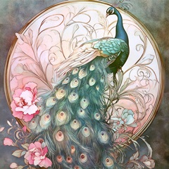 Stained Glass Peacocks II