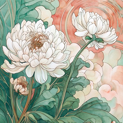 Stained Glass Nouveau Flowers II