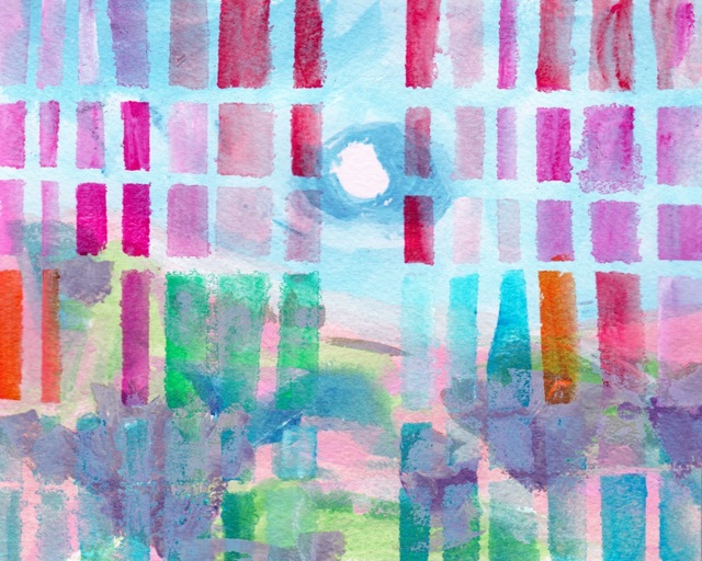 Neon Gridscape I
