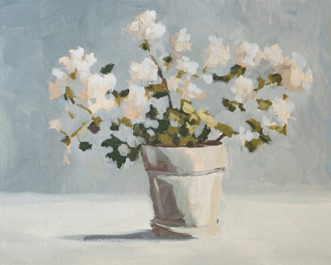 White Flower Pot I