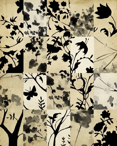 Collaged Inkblot Florals I