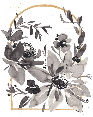 Black White & Grey Blooms I