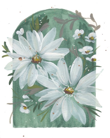 White Blooms on Green I