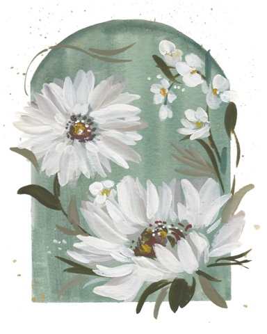 White Blooms on Green II