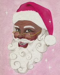 Vintage Santa on Pink I