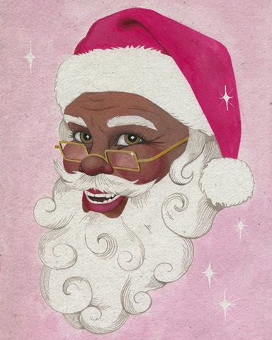 Vintage Santa on Pink I