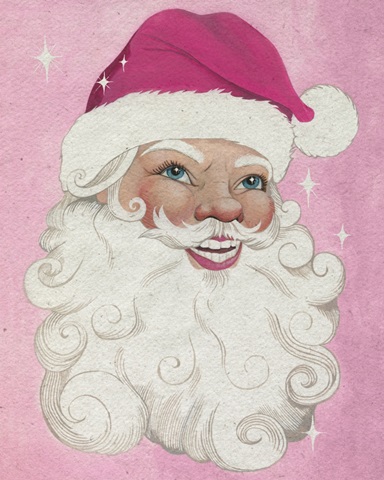 Vintage Santa on Pink II