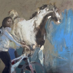 Girl on a Bicycle with Horse