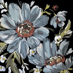 Blue Flowers on Black